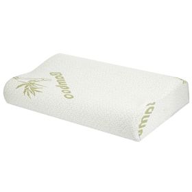 Bamboo Memory Foam Sleep Pillow Contoured Cervical Orthopedic Pillow Neck Support Breath Pillow (Color: White, size: One size)